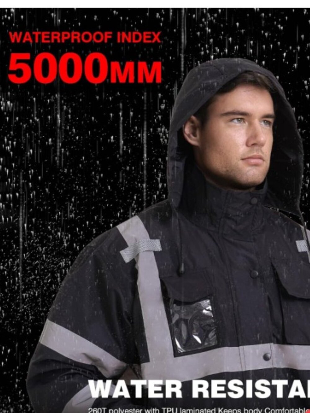 New SKSAFETY Hi Vis Safety Rain Jacket for Men, Class 3